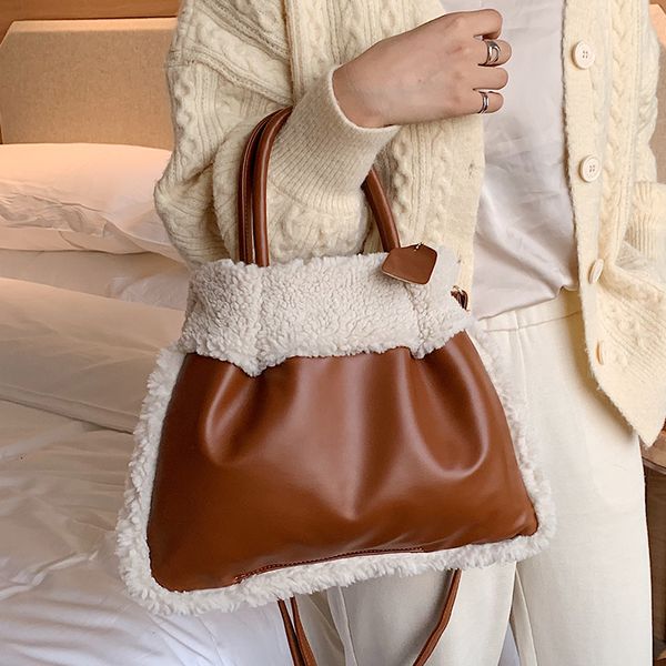 

monerffi модельер плюшевые handbgs luxury leather crossbody сумка для женщин большой емкости lamb кашемира totes дамы кошелек