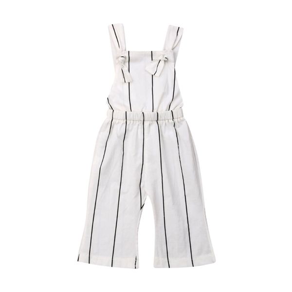 

girl romper toddler kids baby girls clothes sleeveless stripe jumpsuit romper outfits set, White