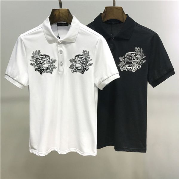 

italian t-shirt medusa designer polo shirt high street embroidered garter snake bee printing clothing men's polo sh3, White;black