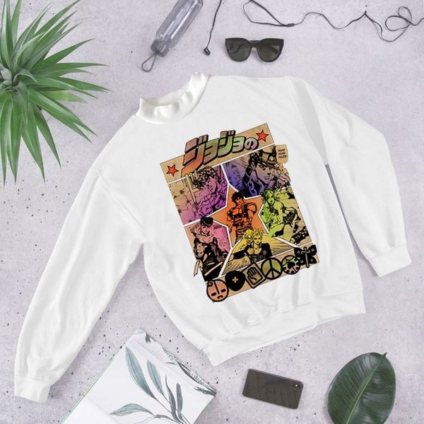 

осень женщина одежда jojo bizarre adventure блуза для женщин крупногабаритные hoodie вскользь толстовки аниме womenhoodies с капюшоном, Black