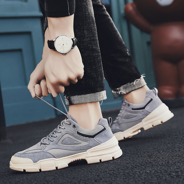 

autumn & winter men's shoes 2019 new style shoes genuine leather trendy england men casual workwear skate, Black