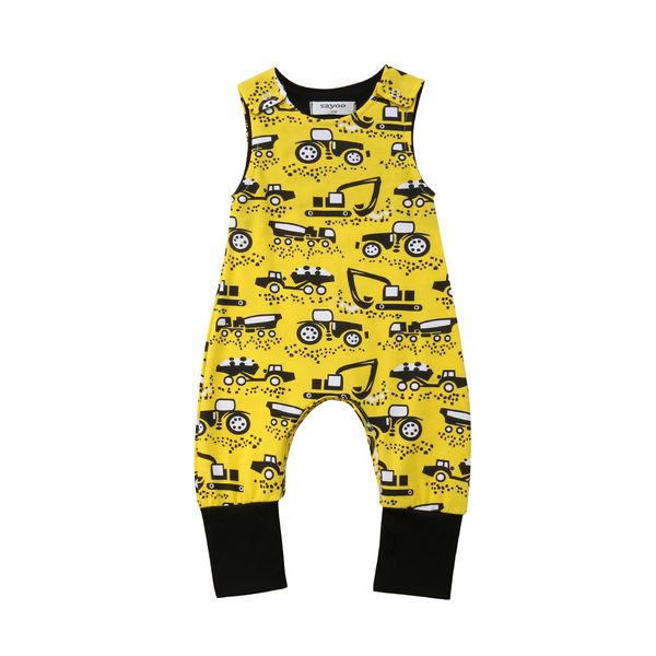 

summer cartoon newborn infant baby boys clothing sleeveless car print baby boys rompers jumpsuit playsuit baby boy clothes, Blue