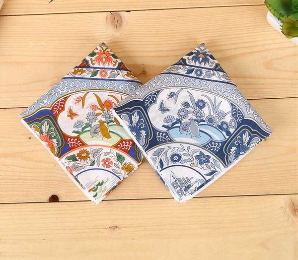 

cotton blue and white porcelain hip hop paisley bandanas head wrap headwear handkerchief vintage for male female head scarf, Blue;gray