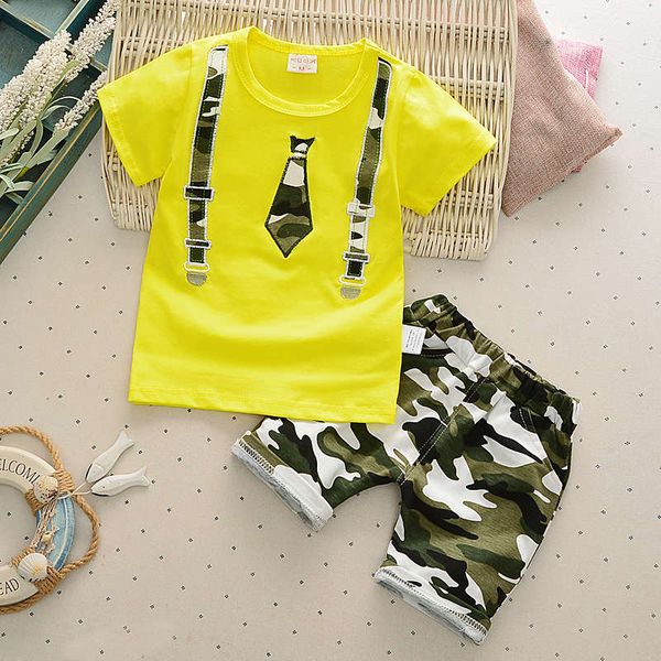 

children clothing set baby boy clothes summer 2019 new fashion cotton +camouflage shorts boys outfit costumes 4.8, White