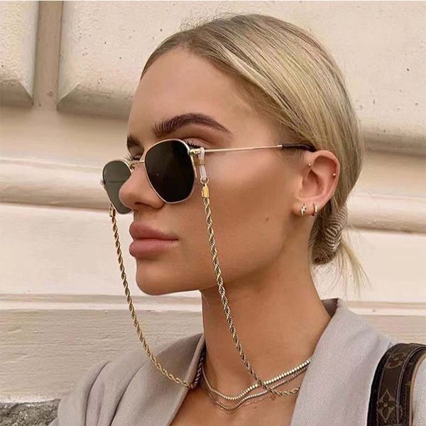 

new chic metal twist reading glasses chain for women gold sunglasses cords eyeglass lanyard hold straps correas para gafas 2020, Silver