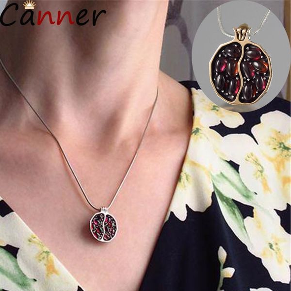

canner long pendant necklaces gold natural garnet stone necklaces for women pomegranate fruit zircon jewelry collier 4, Silver