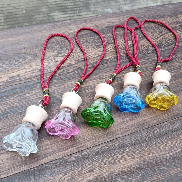

7ml small car rose pendant car hanging perfume bottle glass empty bottle car-styling fast shipping f2374