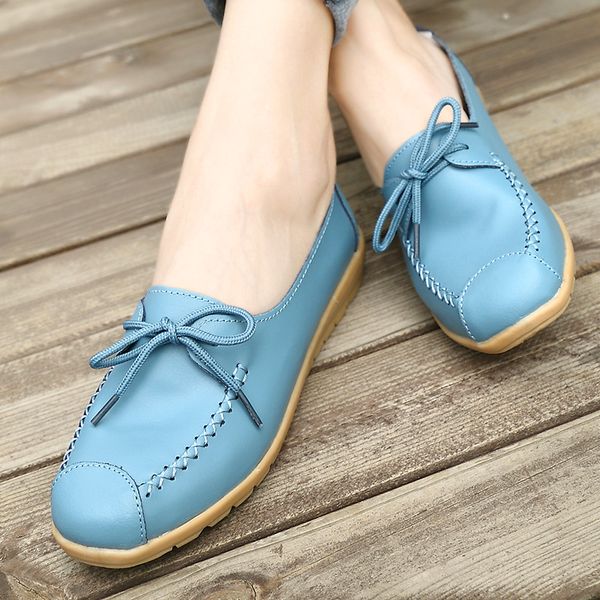 

genuine leather women loafers flats shoes lace-up wedges new sneakers woman fashion retro soft ladies casual shoes, Black