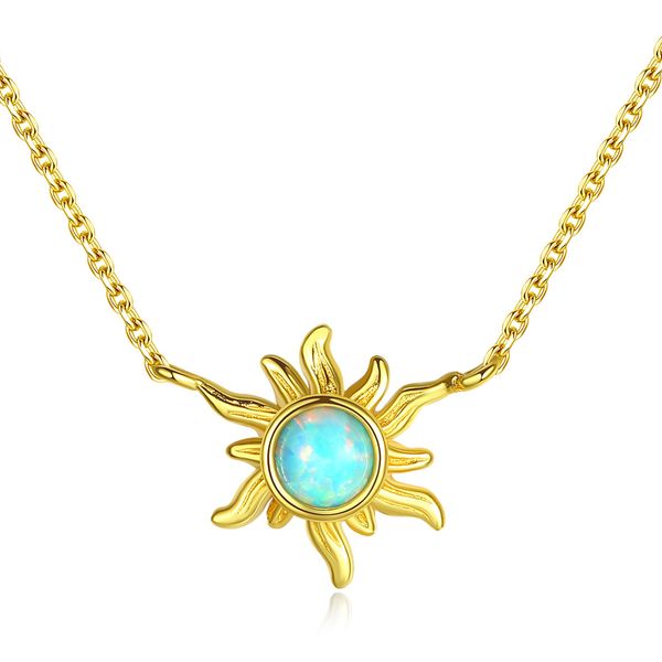

jarry genuine 925 sterling silver sun flower fire opal pendant necklace for women personality 3 colors charm necklace jewelry sn0371