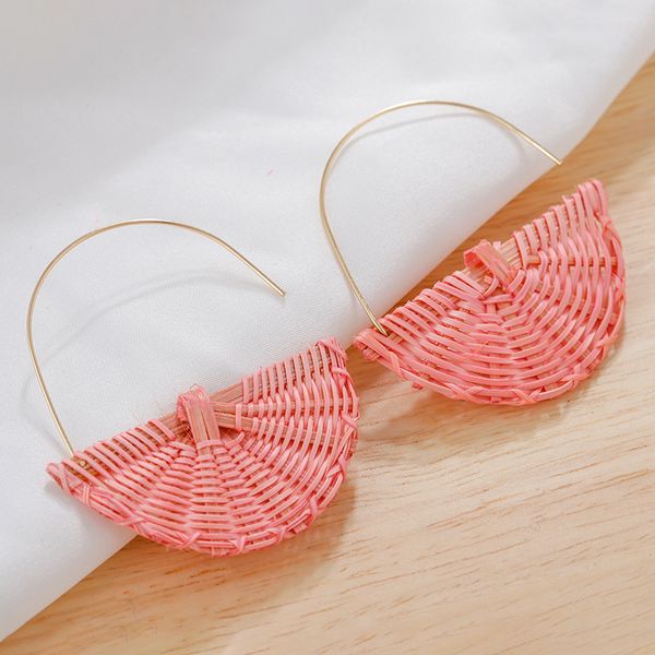 

aensoa trendy vintage 3 color sector handmade rattan drop earrings for women ethnic creative dangle earrings party jewelry gift, Silver