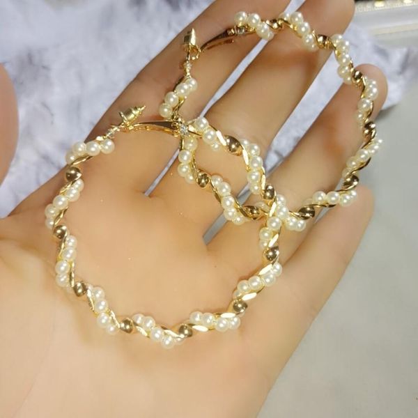 

fashion pearl twist hoop earrings 2019 korean earrings, Golden;silver