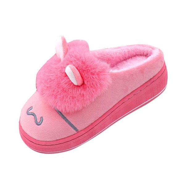 

jaycosin slippers shoes woman wedges for winter warm non-slip floor home slippers indoor shoes cute fluffy home, Black