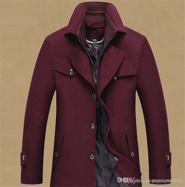 

mens fashion designer jackets new mens wool overcoat with double collar stand up collar gentlemen coats, Black;brown