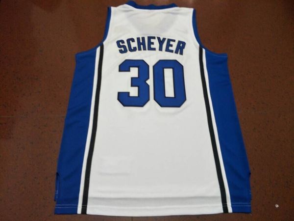 

men duke blue devils jon scheyer #30 blue white real embroidery college baskeball jersey size s-4xl or custom any name or number jersey, Black;red