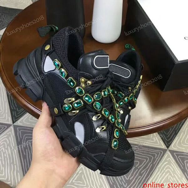 

men womens luxury designer sneakers mountain climbing casual shoes flashtrek sneaker removable crystals outdoor hiking boots with