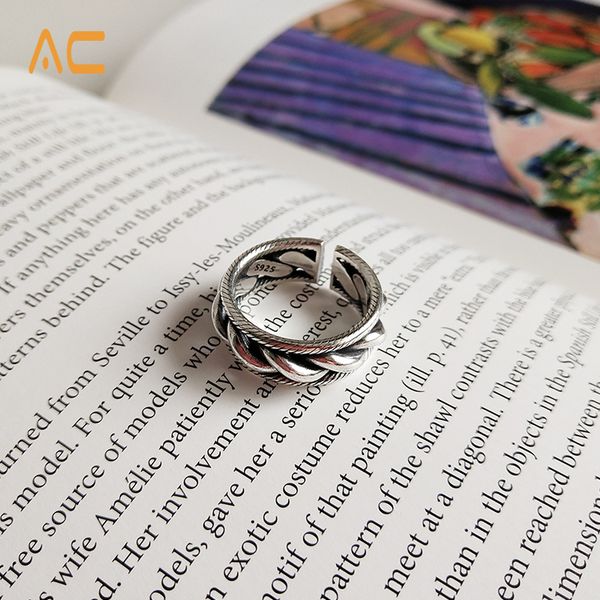 

latest simple design 925 sterling silver braid design ring for women and men for gift and daily wearing
