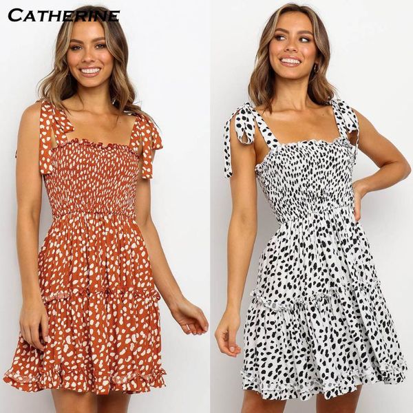 

casual dresses women summer dress 2021 backless sleeveless evening party short mini dot ruffles beach vestidos#j3, Black;gray