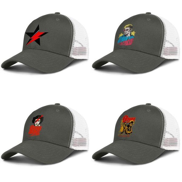 

david bowie mens and womens adjustable trucker meshcap custom cool cute classic baseballhats david bowie rebel 1972 world tour ziggy, Blue;gray