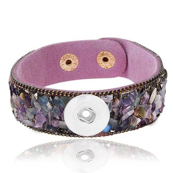 

natural stone interchangeable 078 rhinestones korean velvet bracelet 18mm snap button jewelry charm bangle for women gift, Golden;silver