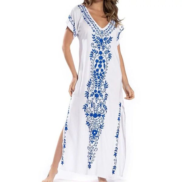 

women dress plus size 5xl summer solid casual short sleeve maxi dress for women long lady dresses, Blue;gray