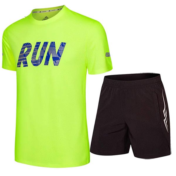 

2020 new sportswear men running set gym clothes basketball soccer football tennis fitness gym shorts shirts reflective running sets, Black;blue