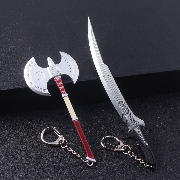 

горячий фильм алита боевой ангел дамасский нож брелки игра persona 5 p5 haru okumura axe модель автомобиля брелок для женщин мужчин, Silver