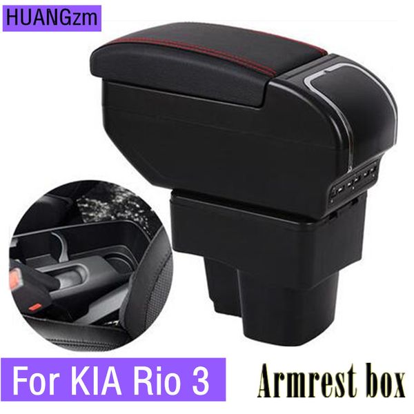 

for kia rio 3 2011-2016 armrest box with usb charging ashtray cup holder rotatable center centre console storage box