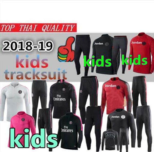 

2019 2020 p g kid track uit 18 19 20 pari aj child jordam et urvetement boy mbappe p g maillot de foot football training uit port wear, Black;red