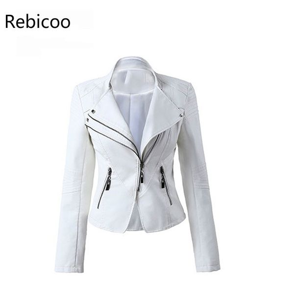 

2018 brand pu leather jackets female white red black leather coat motorcycle cool jackets jaqueta jaquetas de couro femininas