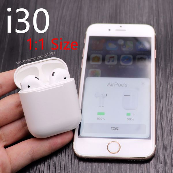 

I30 tw pop up ame ize wirele earphone with w1 chip uper ba bluetooth 5 0 headphone pk airpod earbud i10 i20 drop hip