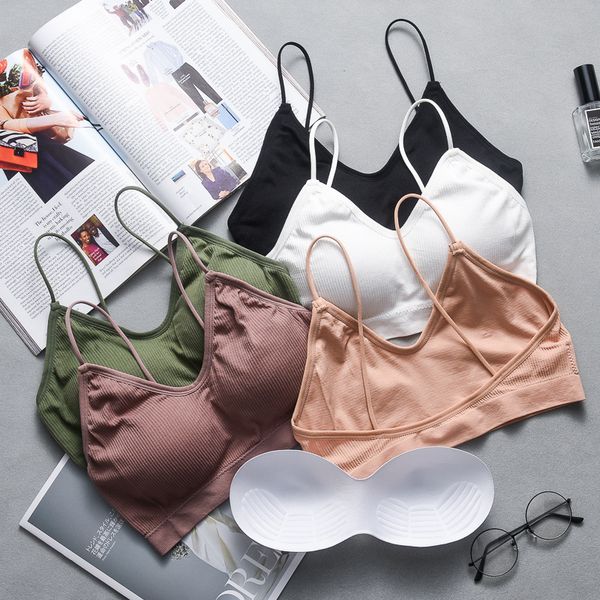 

women sports bras for fitness yoga running jogging gym wear stretch  padded sport seamless athletic vest yoga bra, White;black