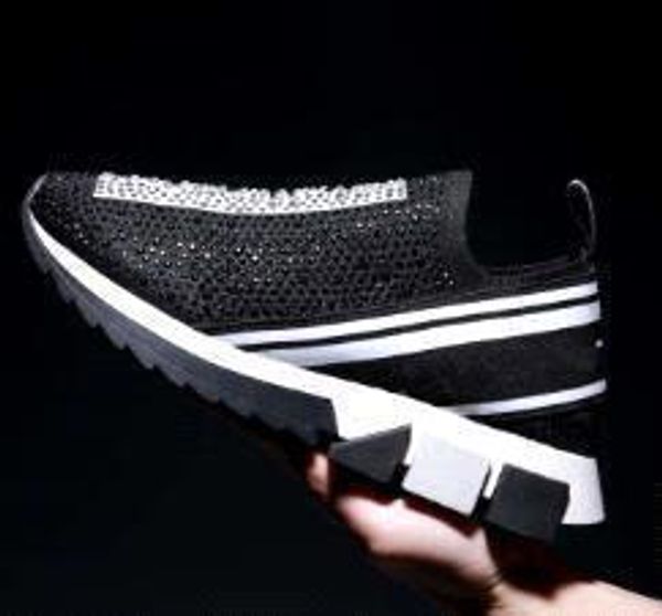 

fabric stretch jersey sorrento slip-on sneaker designer lady two-tone rubber micro sole breathable casual shoes size 36-45, Black
