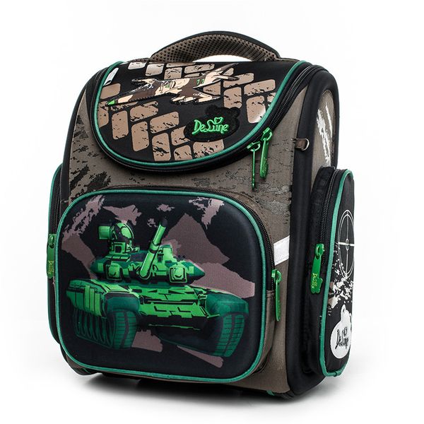 

delune 2019 cartoon school bags tank car pattern primary backpack folded children orthopedic backpacks for boys mochila infantil