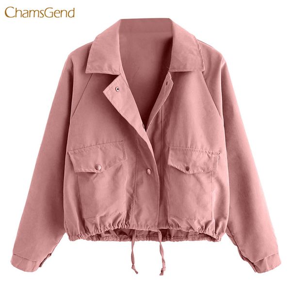 

women's jackets chamsgend 2021 fashion women coat winter autumn outwear coverd button turn-down collar solid cute pockets jacket female, Black;brown