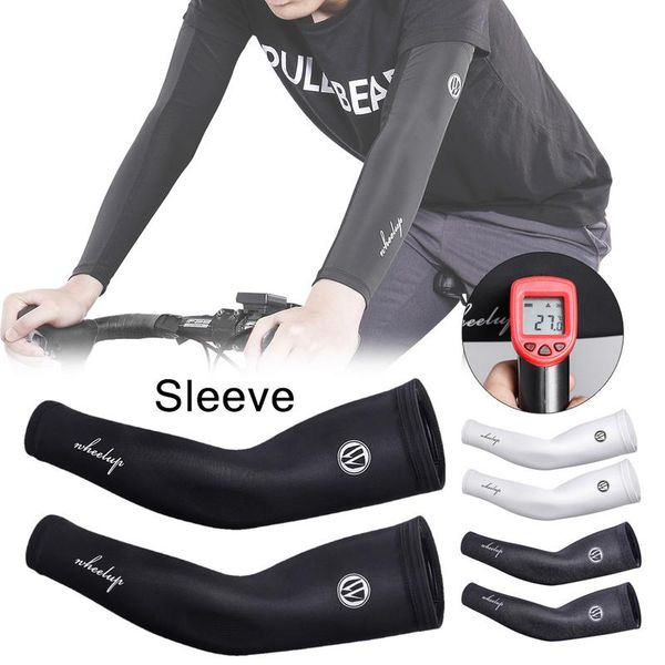 

1 pairs cycling arm warmer sun uv protection sports running bike basketball volleyball golf elbow arm sleeves cover, Black