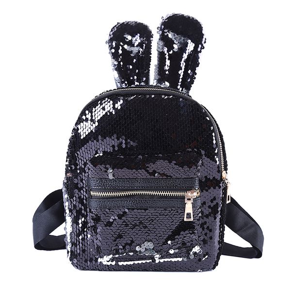 

women sequins backpack cute ears double shoulder bag children girls travel knapsack simple fashion mini backpacks