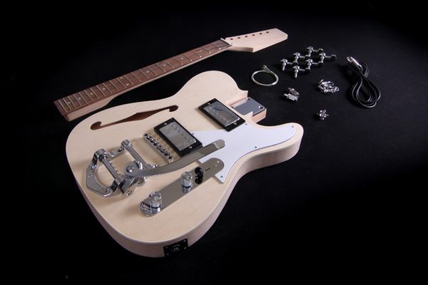 

diy electric guitar kit semi hollow body f hole bolt on mahogany neck chrome hardware