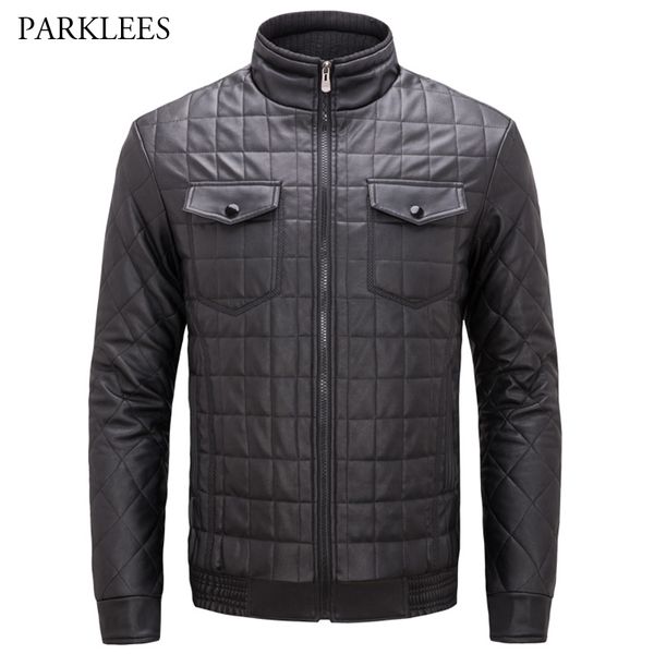 

thick pilot leather jacket men 2017 winter warm velvet pu leather biker jackets men casual faux fur mens jackets and coats, Black