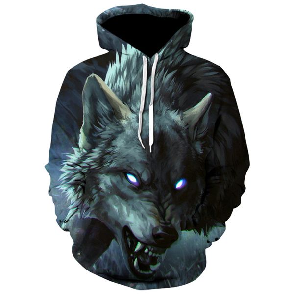 

wolf printed hoodies men women 3d hoodies brand man clothes jackets coats quality pullover fashion tracksuits animal streetwear, Black
