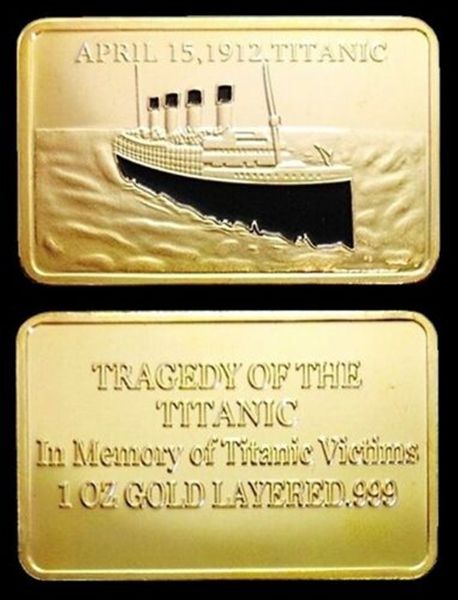 

rms titanic liner gold plated bar ingot april 15th 1912 white star line 5pcs/lot