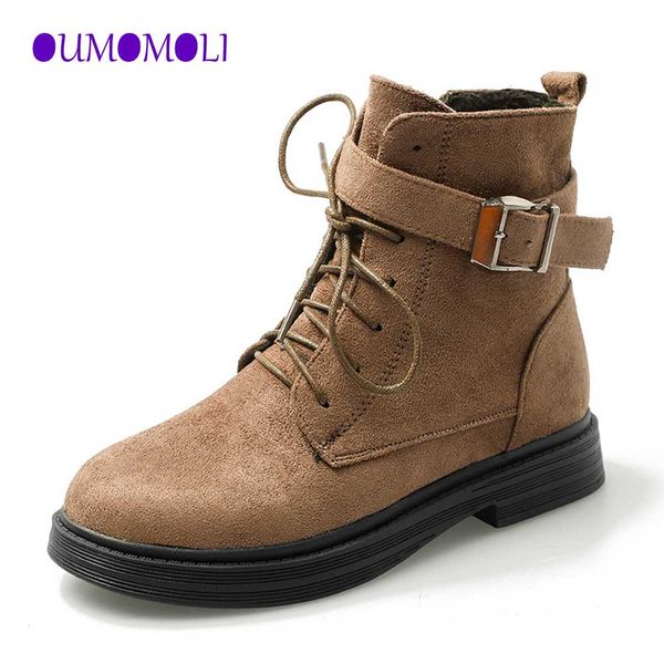 

2019 brand women boots lace up flat biker combat black brown boots shoes buckle women ankle size 36-40 x552