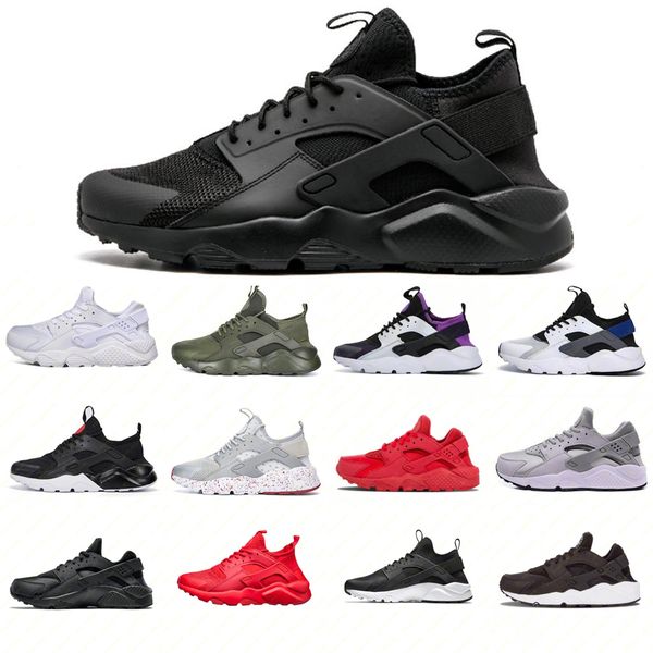 

With Box Size 36-45 Mens womens Huarache 1.0 4.0 Running Shoes Classic Triple Huaraches Outdoor Runner sport Trainers Sneakers White Black