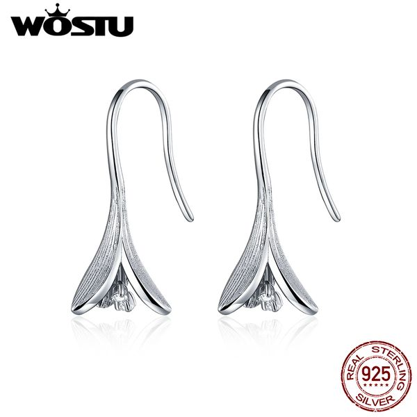

wostu real 925 sterling silver blossom flower drop earrings for women wedding engagement earrings luxury jewelry cqe820
