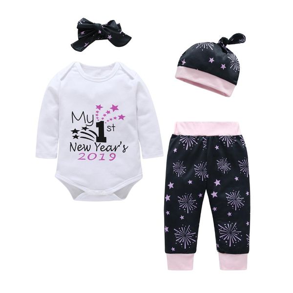 

christmas new year autumn and winter children's wear four-piece leisure children suits, White