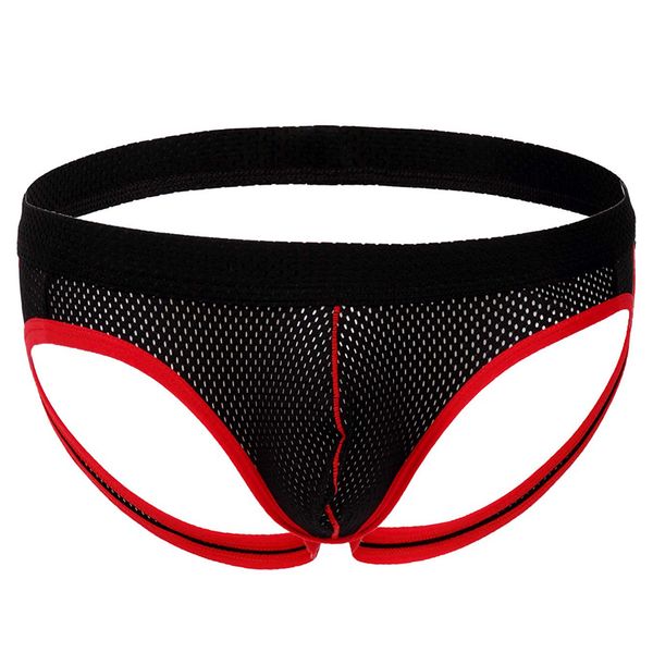 

european and american mens double ding underwear ice silk mesh hip thong mesh breathable double thong t pants, Black;brown