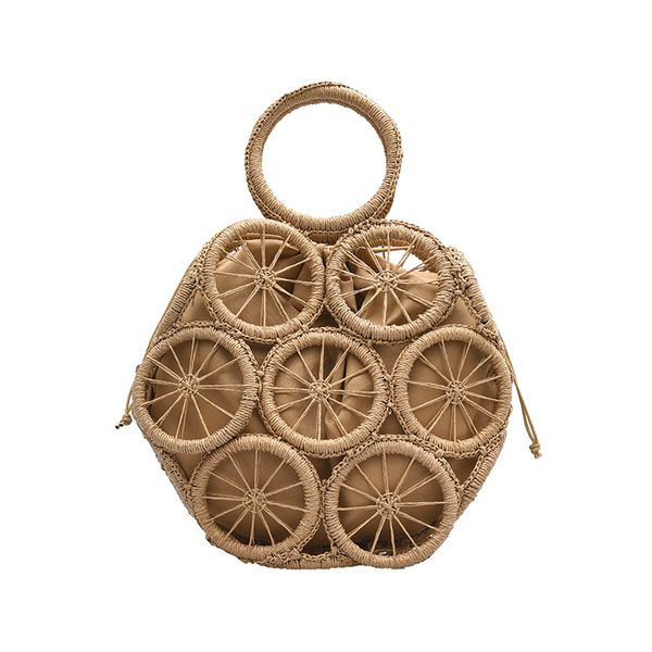 

new fashion round women's bags summer beach straw bags handmade woven small cross body shoulder bag bohemia handbags women purse