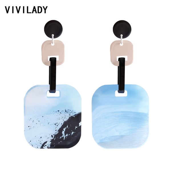 

vivilady trendy european brand popular acrylic drop earrings charming blue brown color jewelry for grifriend birthday brincos, Silver