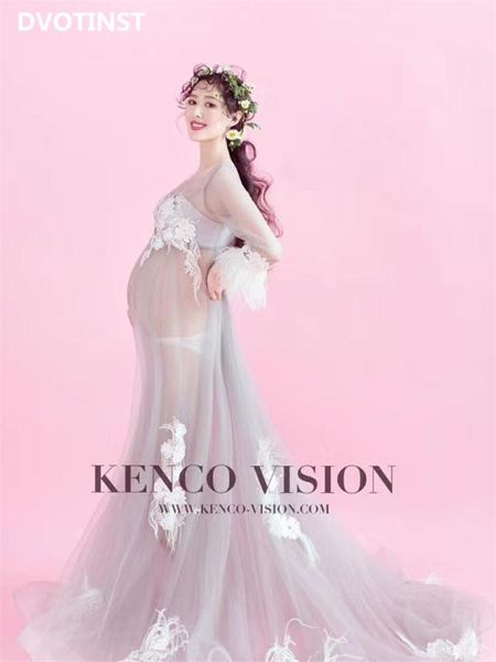 

dvotinst women pgraphy props maternity dresses floral perspective pregnancy elegant dress studio pshoot p clothes, White