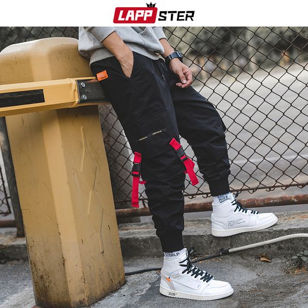 

мужчины черный ritton joggers брюки 2020 комбинезоны мужские японские уличные брюки-карго хип-хоп хаки трек брюки, Black
