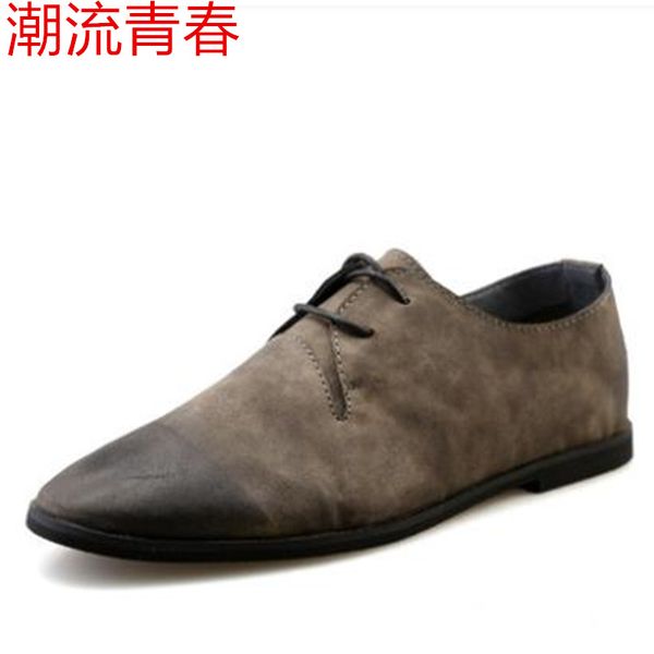 

men's casual leather new tide shoes spring and summer sports casual youth leather handsome simple new men's shoes, Black